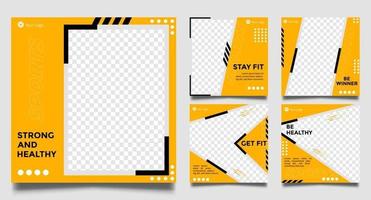 Fitness Social media post templates. modern vector design. Vector illustration.