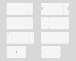 White blank ticket mockup realistic vector template isolated on