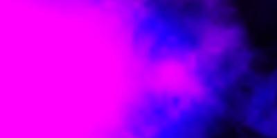 Dark Purple vector background with clouds.