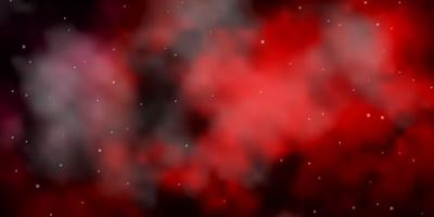 Dark Red vector background with colorful stars.