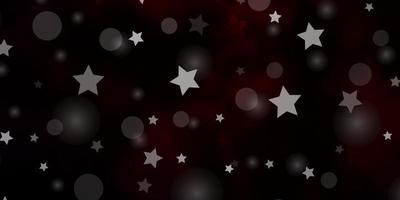 Telón de fondo de vector rojo oscuro con círculos, estrellas.