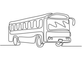 One line drawing of school bus. Regularly used to transport students. vector