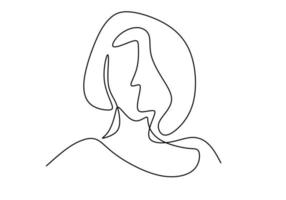 One continuous single drawn line art beautiful woman. vector