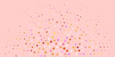 Fondo de vector de color rosa claro, amarillo con estrellas pequeñas y grandes.