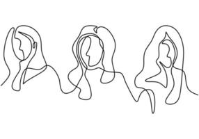 dibujo continuo de una línea de la diversidad de mujeres. vector