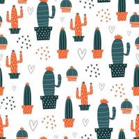 Hand drawn cactus pattern with cute colors. vector
