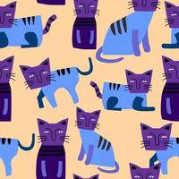 Cute cats seamless pattern. vector