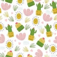 Summer seamless pattern with cactus. vector