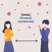 Physical distancing, keep distance in public society. People to protect from COVID-19 coronavirus, antiviral contamination concept. vector