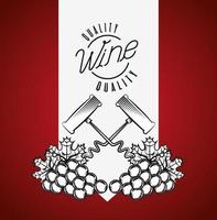 wine house poster with corkscrew and grapes vector