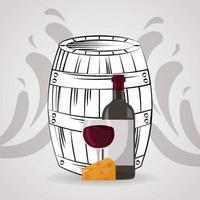 wine house poster with barrel and bottle vector