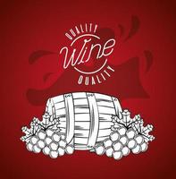 wine house poster with barrel and grapes vector