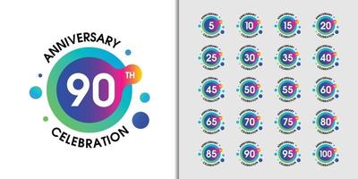 conjunto de logotipo de aniversario moderno vector