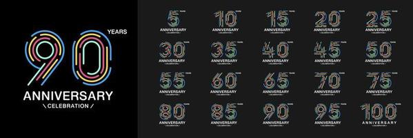 Set of anniversary logotype vector