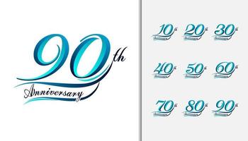 Set of anniversary Calligraphic and Typographic numbers vector