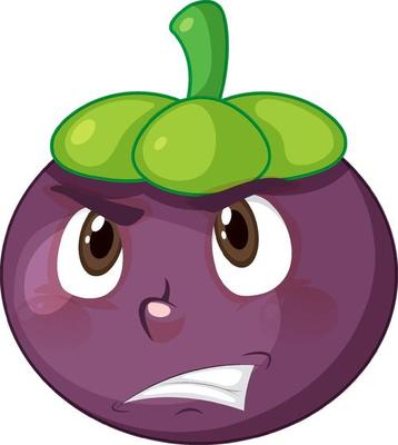 Mangosteen cartoon character with facial expression