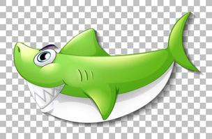 Smiling cute shark cartoon character isolated vector