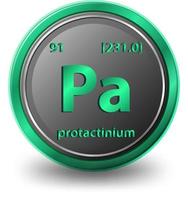 Protactinium chemical element. Chemical symbol with atomic number and atomic mass. vector