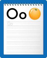 Alphabet tracing worksheet with letter O and o vector