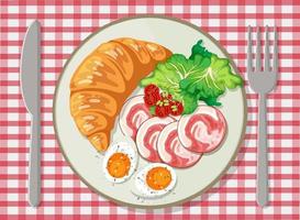 Top view of Breakfast set in a dish vector