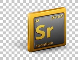 Strontium chemical element. Chemical symbol with atomic number and atomic mass. vector