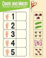 Juego de contar y combinar, hoja de trabajo de matemáticas para niños. vector