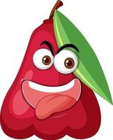 Rose apple cartoon character with happy face expression on white background vector