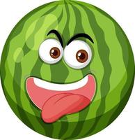 Watermelon cartoon character with happy face expression on white background vector