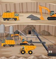 Landscape of coal mining scene at sunset time vector