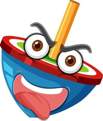 Spinning top cartoon character with facial expression