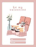 Valentines day card dedication note love letter cute Scandinavian flat design vector