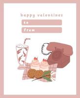 Valentines day card dedication note love letter cute Scandinavian flat design vector