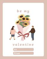 tarjeta del día de san valentín nota de dedicación carta de amor lindo diseño plano escandinavo vector