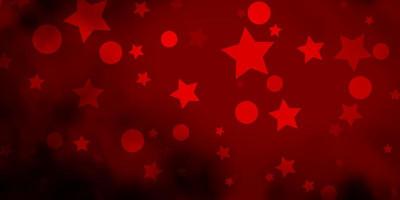 Dark Red vector template with circles, stars.