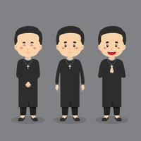 Priest Catholic Character with Various Expression vector