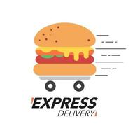 Express delivery concept. Burger or fast food service, order, fast and free shipping. Modern design.
