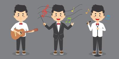 Set Of Cute Musician Character vector