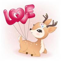 Deer and balloon valentine concept vector