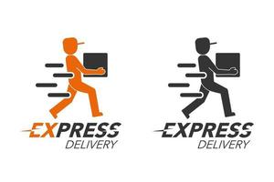 Express delivery icon concept. Delivery man service, order, worldwide, fast and free shipping. Modern design. vector