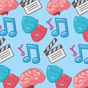 Fondo de patrón de arte creativo con iconos vector