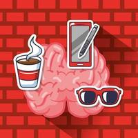 Brain organ with creative icons vector