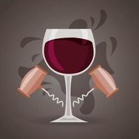 Wine design with full glass and corkscrew vector