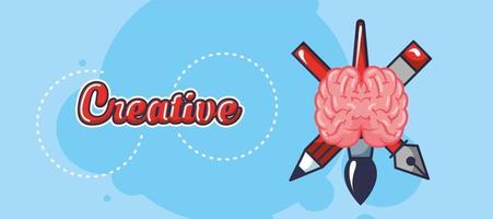 Brain organ with creative icons vector