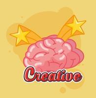 creative brain organ with stars vector