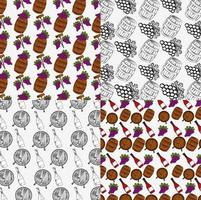 Wine pattern set vector