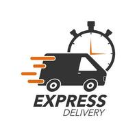 Express delivery icon concept. Van with stop watch icon for service, order, fast, free and worldwide shipping. Modern design. vector