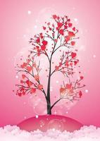 árbol con hojas de papel y corazones vector