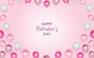 Love and Valentine's Day Postcard with pink and white ballons vector