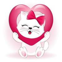 Cat and heart valentine concept vector