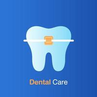 concepto de cuidado dental. cuidado de frenillos, buena higiene dental, prevención, chequeo y tratamiento dental. vector